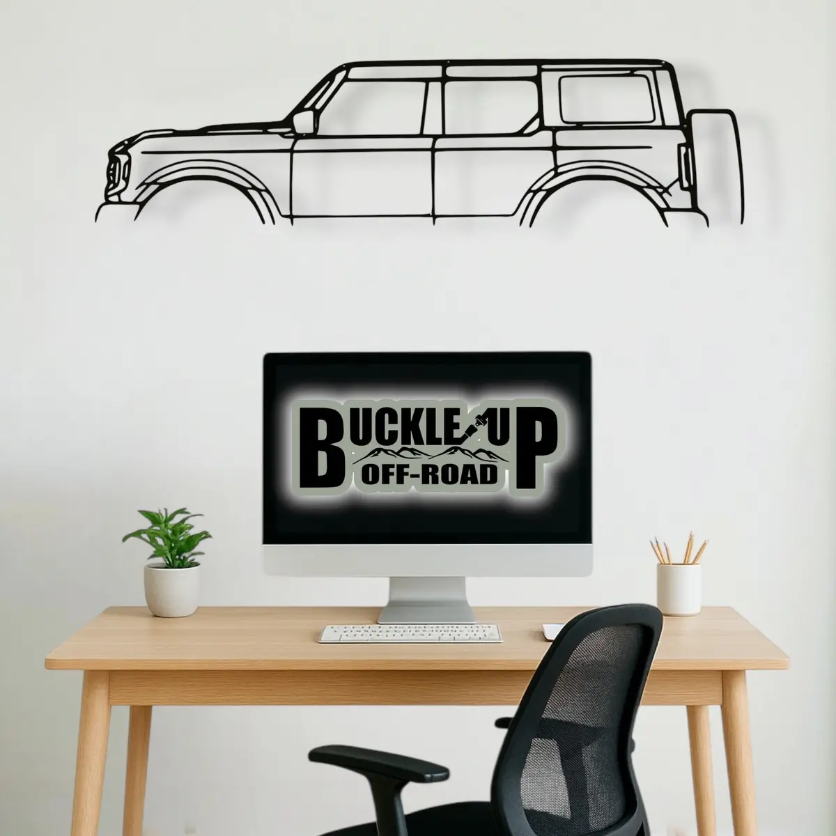42" Metal Wall Hanging Silhouette Of 21+ Ford Bronco (4 Door) | Usa Made 1