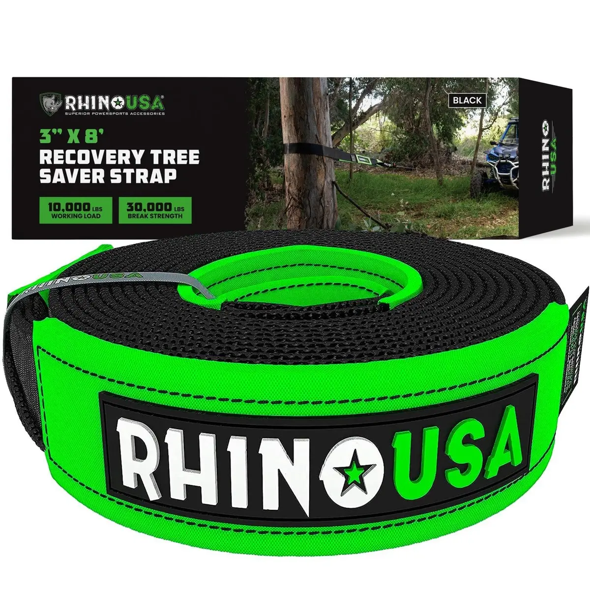 Rhino Usa Recovery Tree Saver Strap 3Inx8ft (Black) | Rno-Treesaver 1