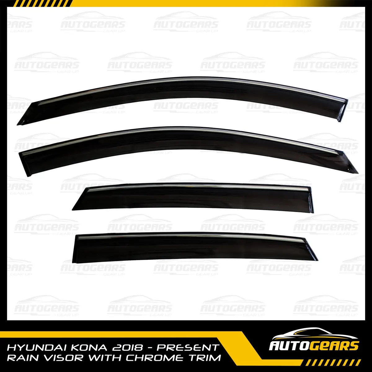 Hyundai Kona (2018 - 2022) Rain Visor Black With Chrome Trim 1