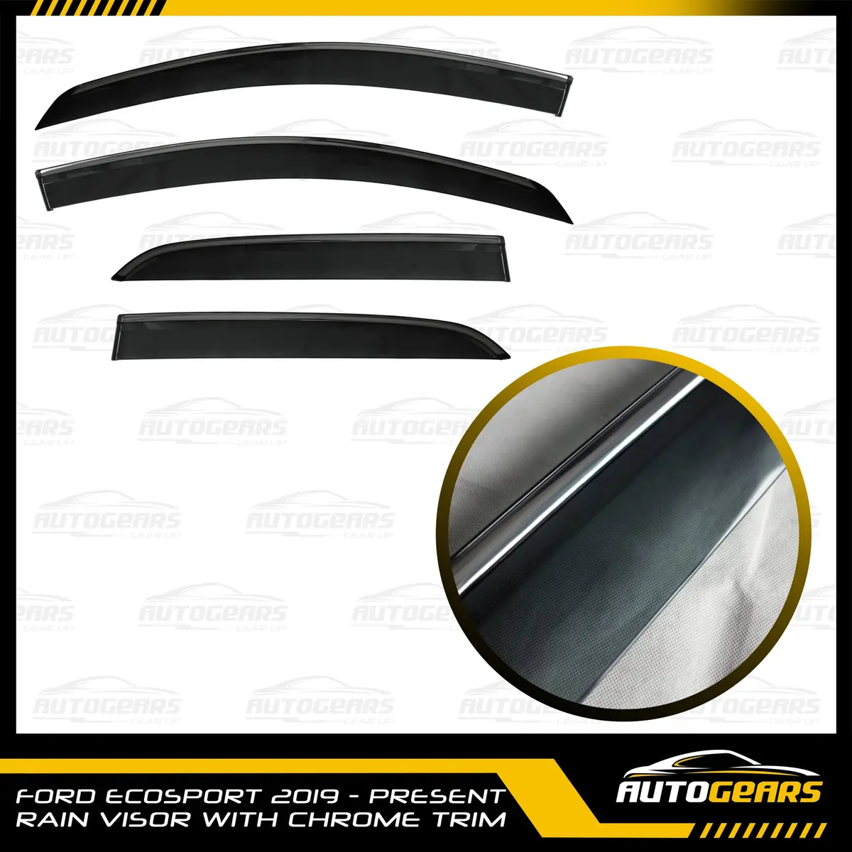 Ford Ecosport (2019 - 2022) Rain Visor With Chrome Trim 1
