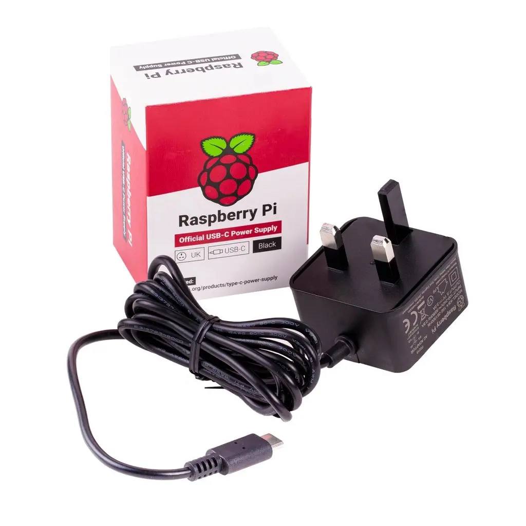 Official 15.3 W Raspberry Pi 4 Type-C Power Supply - Uk Plug (Black) 1
