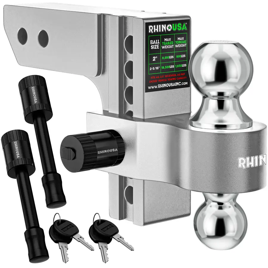 Rhino Usa 6In Heavy Duty Drop Hitch - 2In (Silver) | Rg-Htdrop2-Svr 1