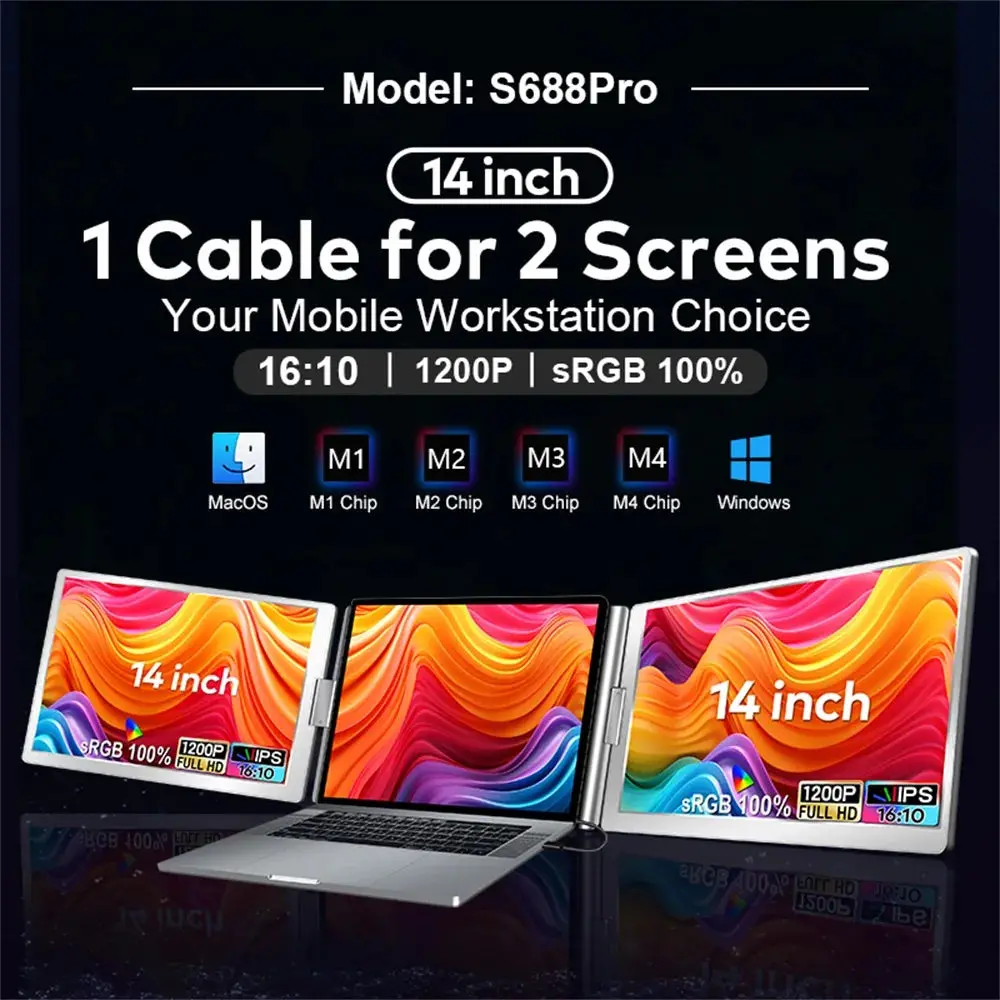 Dual-Screen Display Office Portable Monitor Fhd Backlit Notebook Sub-Screen Dual Triple Screen Extender Compatible With All Pc 1