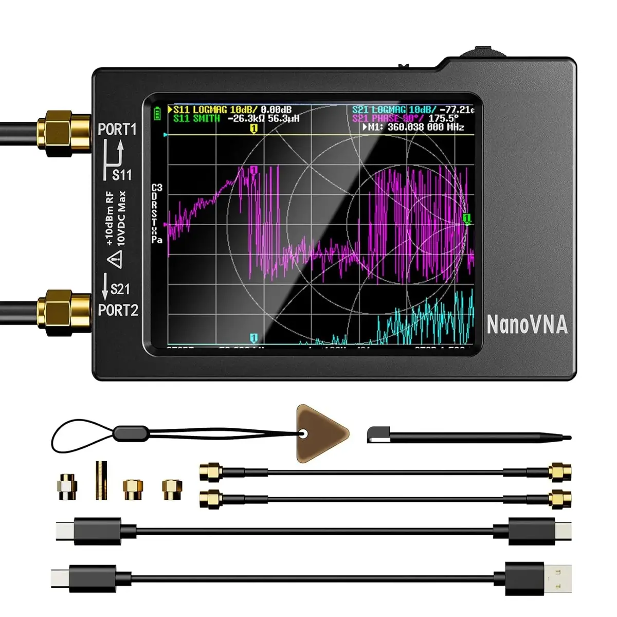 New Nanovna-H Vector Network Antenna Analyzer 2.8" Display 10Khz-1.5Ghz Mf Hf Vhf Uhf Swr With Sd Card Slot Digital Nano Tester 1