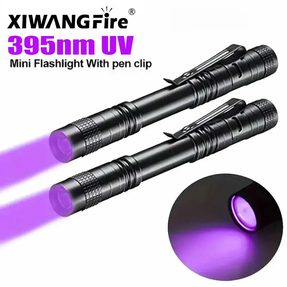 Uv Flashlight 395Nm Ultraviolet Torch With Pen Clip Portable Aaa Batteries Used Violet Light Pet Urine Scorpion Detector Uv Lamp 1