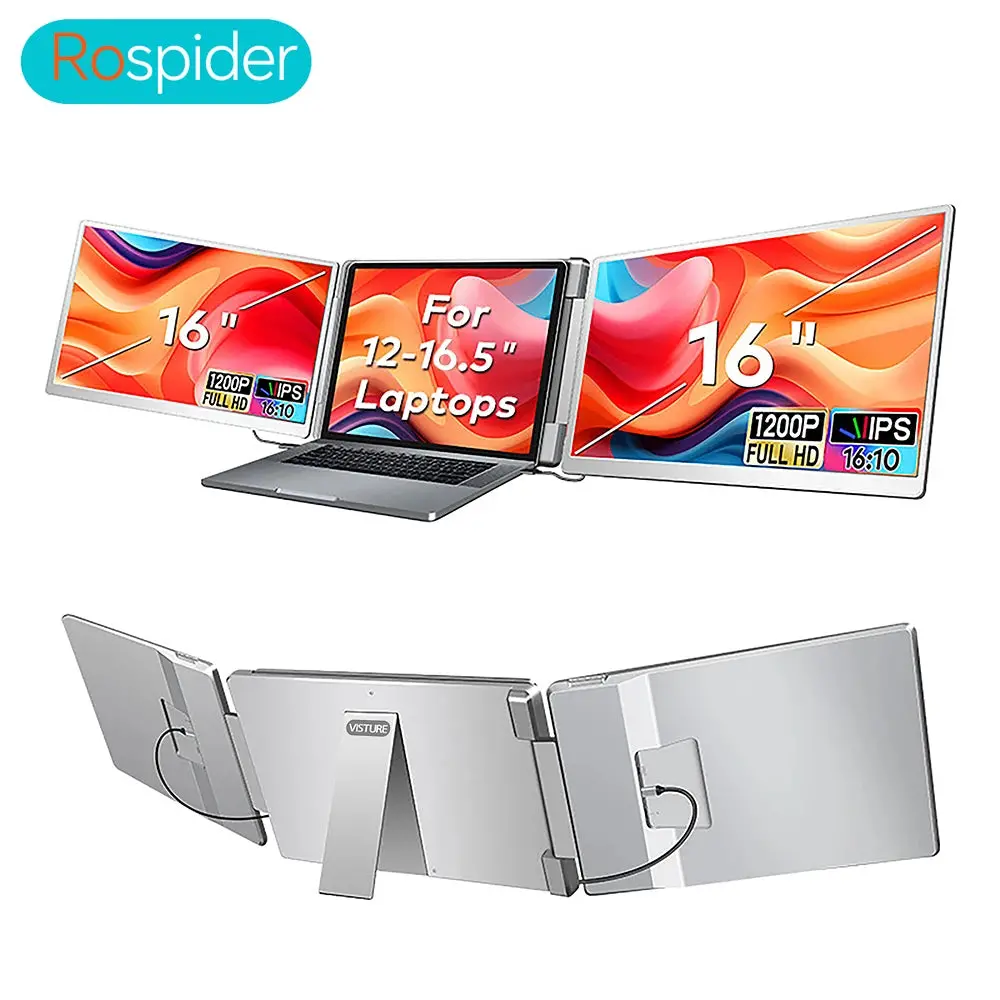 Fhd Ips Gaming Series Portable Lcd Backlit Monitor High-Definition Dual Triple Screen Extender For Productivity Visture 1
