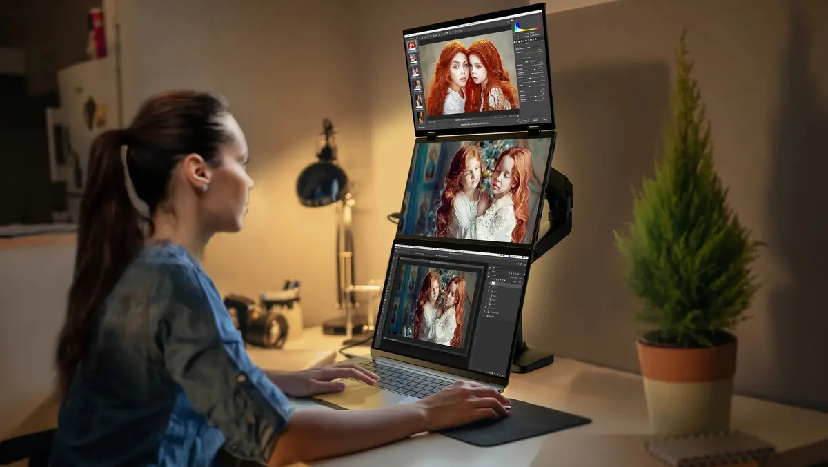 Uperfect Triple Screen 15.6"/18.5“ Portable Foldable Monitor Dual Screen With Stand Extender 1080P Fhd Ips For Laptop Windows 23