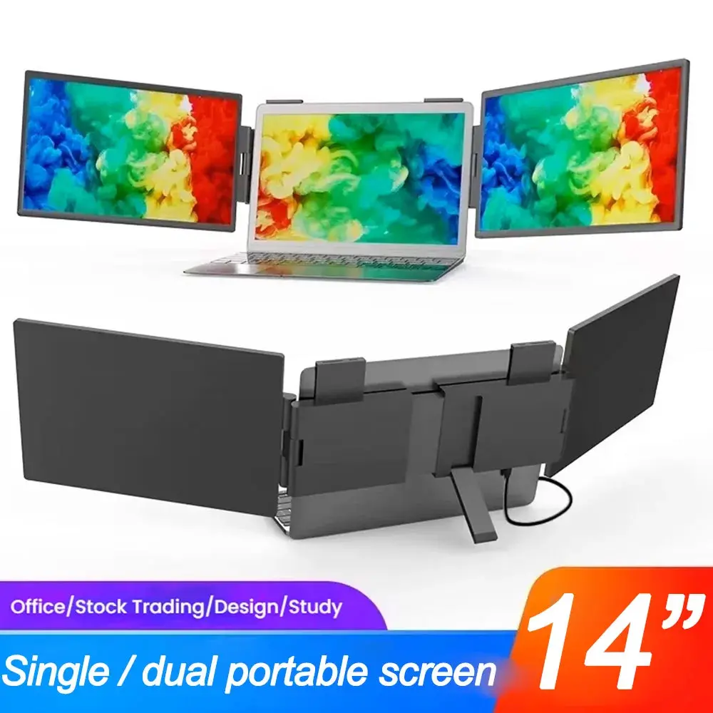 14" Portable Dual Monitor, Fhd Ips Screen Usb-C/Hdmi Laptop Extender For Trading/Programming/Gaming Second Display 1