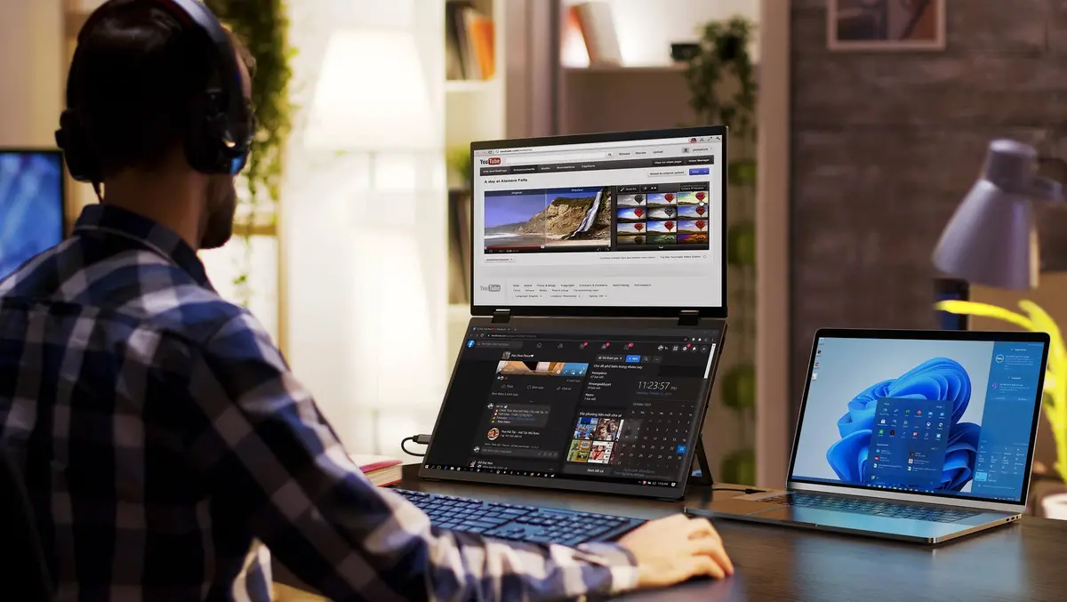 Uperfect Triple Screen 15.6"/18.5“ Portable Foldable Monitor Dual Screen With Stand Extender 1080P Fhd Ips For Laptop Windows 19
