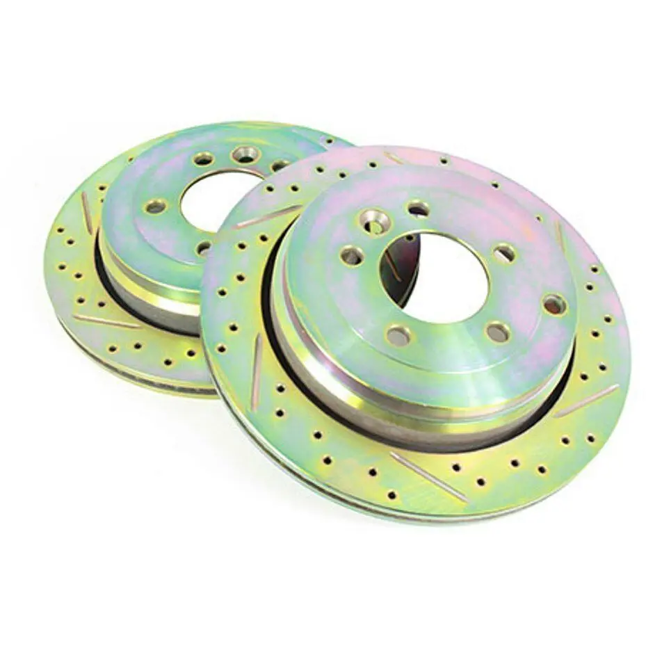 Rear Brake Rotor Disc Drilled Grooved Set 1