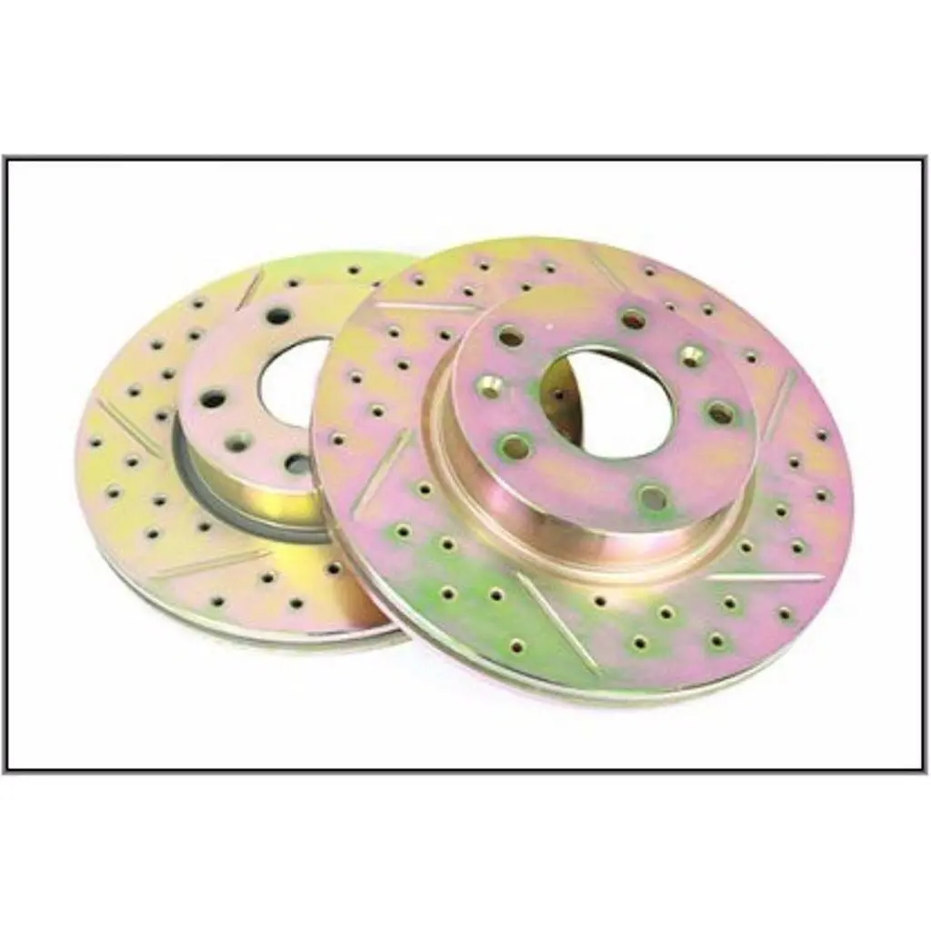 Front Brake Rotor Disc Set X2 Drilled Grooved Sdb101070cdg 1