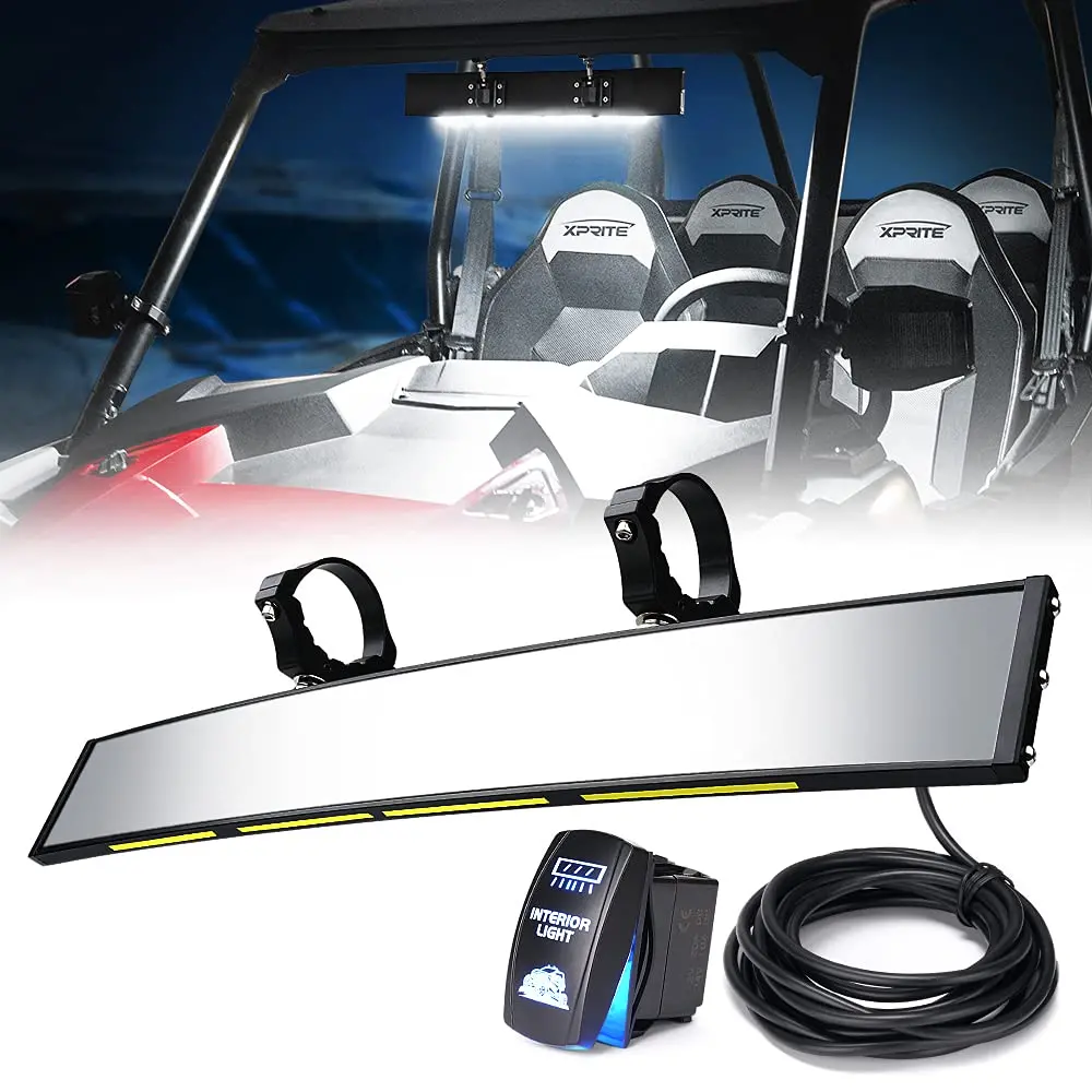 Curved Utv Rear View Mirror With Led Lights | Spirit Series 3