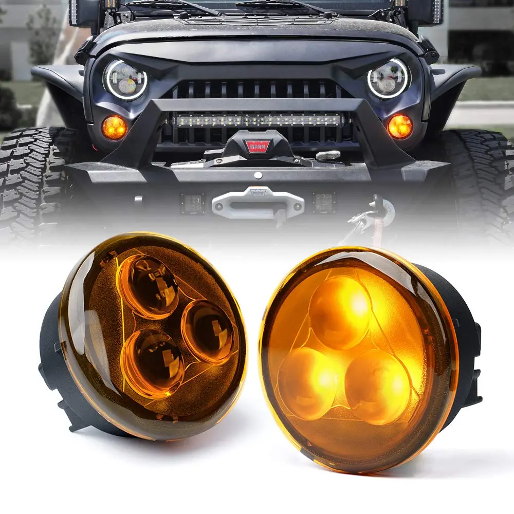 Amber Led Turn Signal Lights For 07-18 Jeep Wrangler Jk | Trio Series 1
