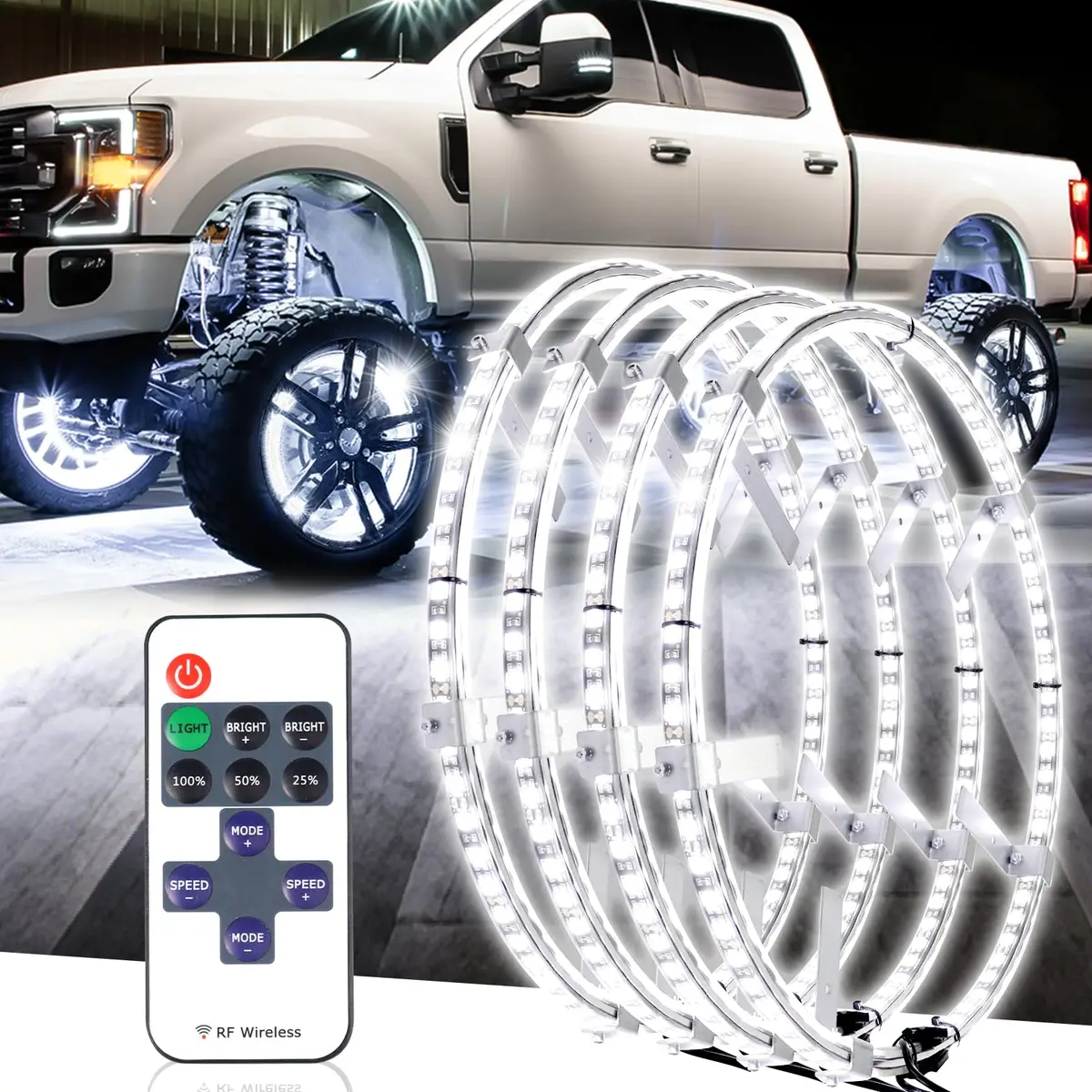 4Pcs 17Inch Super Bright 6500K Pure White Wheel Lights 1
