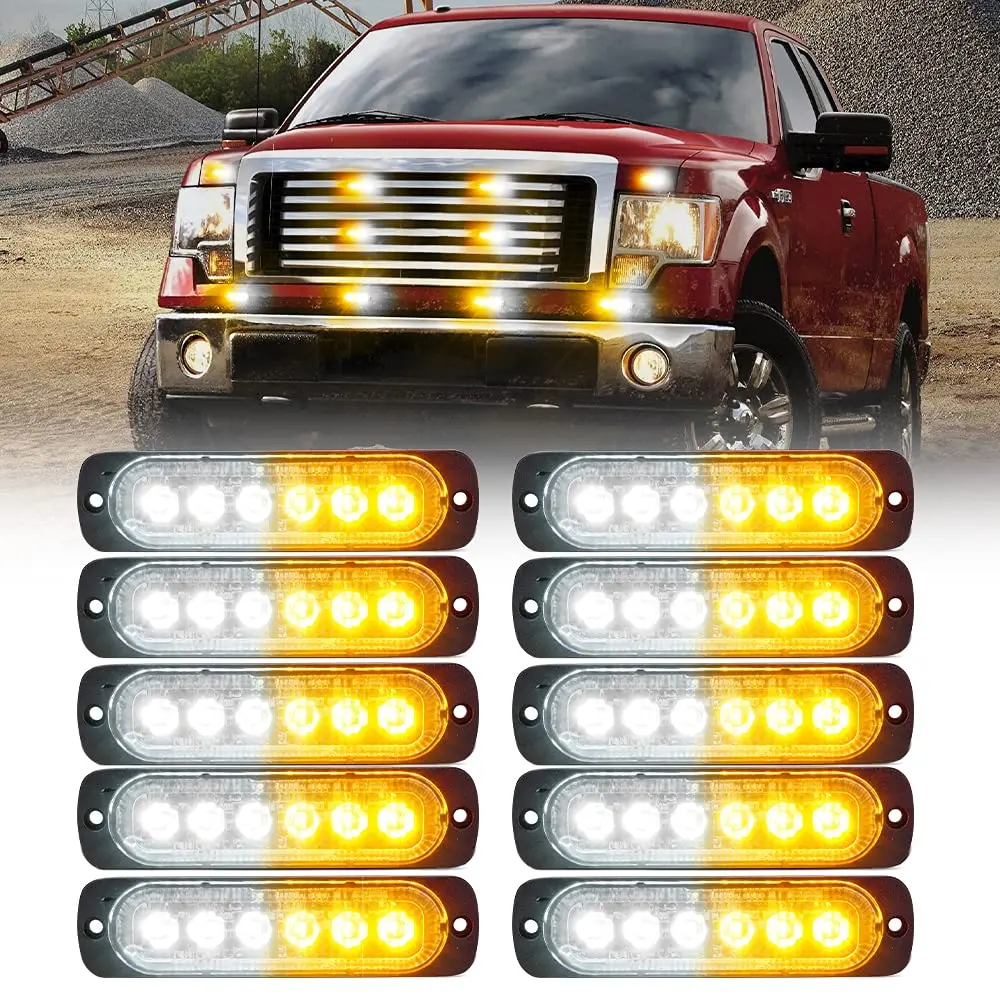 Xprite Alert 6 Series 6W Flush Mount Side Marker Emergency Strobe Light - Set Of 4 6