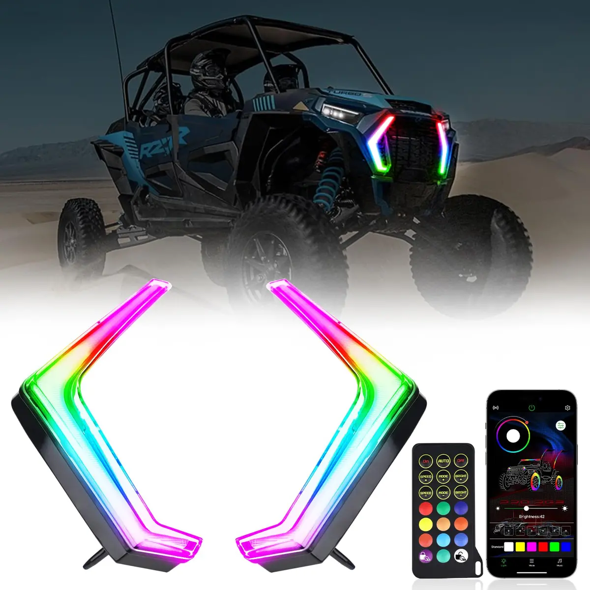 Rgb Accent Lights For Polaris Rzr Xp 1000 Xp Turbo 2019-2023 1