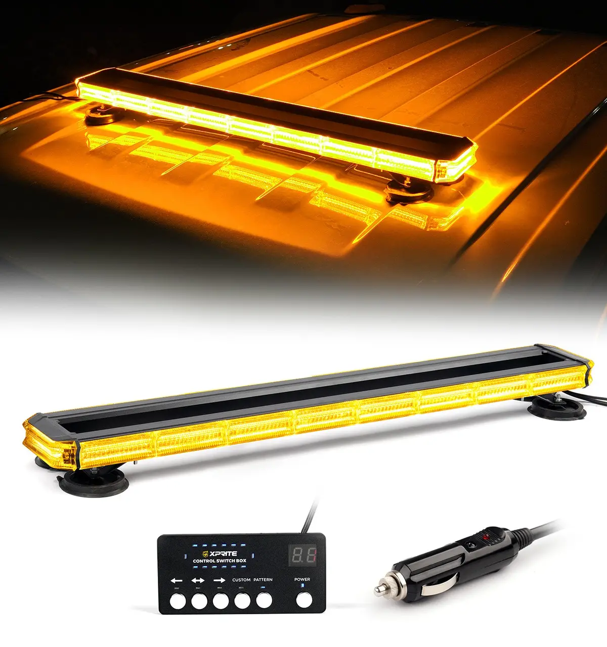 Xprite 34 Inch 270 Led Rooftop Emergency Strobe Light Bar Heavy-Duty Flashing Warning Lights W/Adjustable Mounting Brackets 1