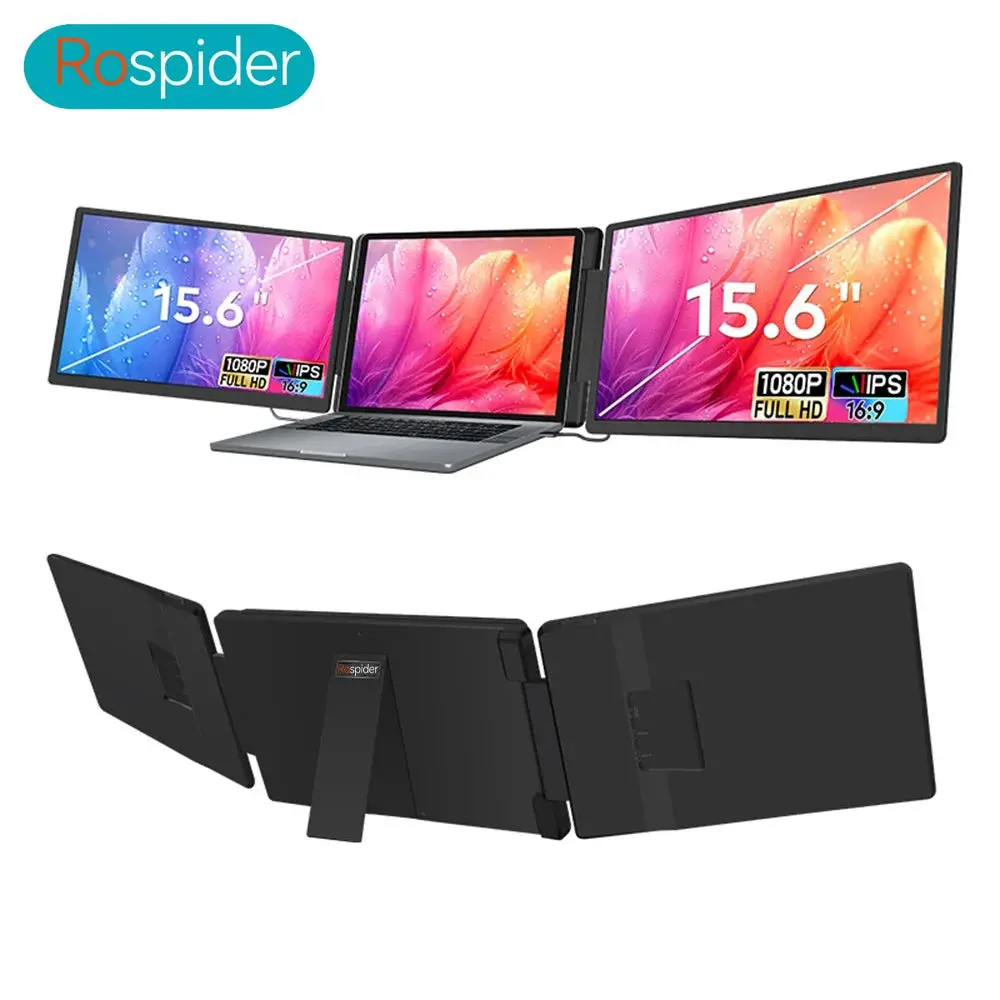 Rospider 15.6 Inch Dual Screen Extender Display Fhd Ips Triple Expandable Monitor High Definition For Laptop Productivity 1