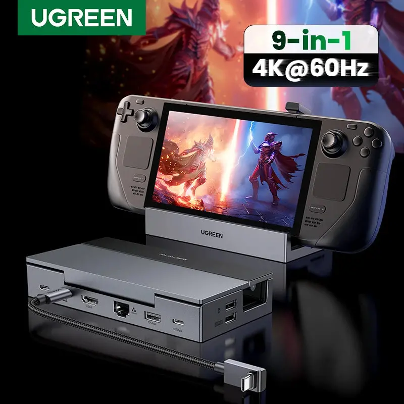 Ugreen 4K60hz Hdmi Usb C Hub Docking Station For Steam Deck Type-C To Rj45 Pd100w 10Gbps Usb-A/C For Ipad Rog Ally Legion Go Pc 1