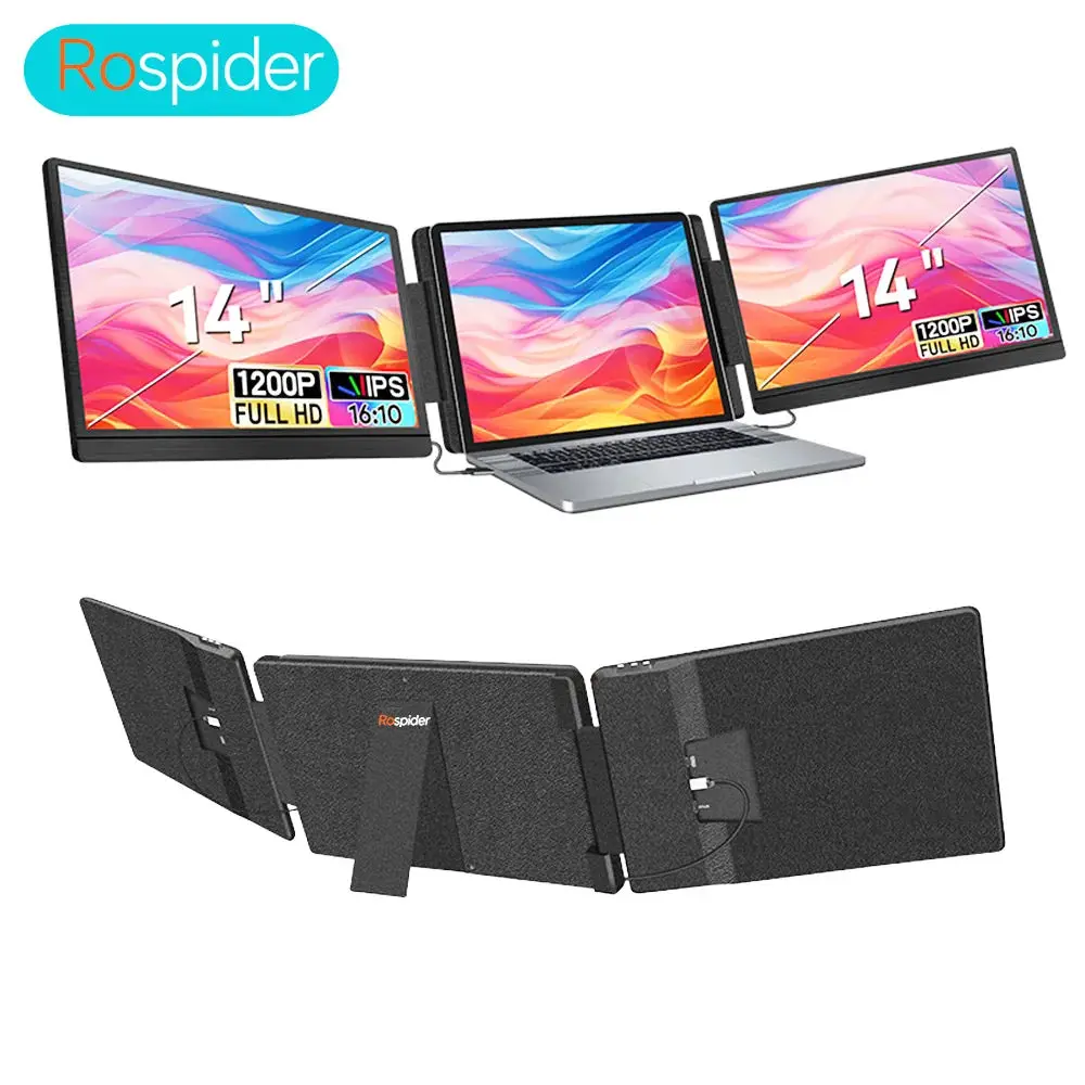 Rospider 14 To 16 Inch Dual Screen Extender Display Fhd Ips Triple Expandable Monitor High Definition For Laptop Productivity 1