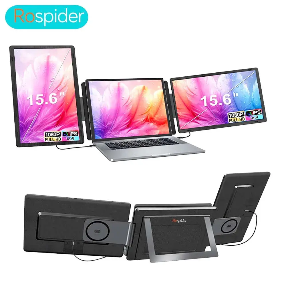 Rotatable 15.6 Inch Screen Extender Dual Lcd Extended Fhd Triple Expandable Ips Portable Monitor For Productivity Rospider 1