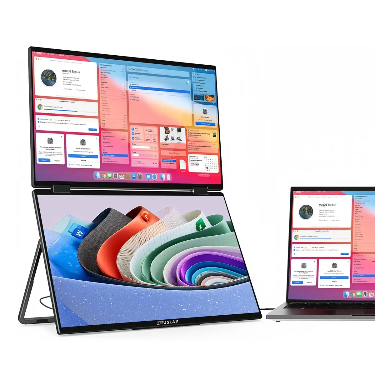 Zeuslap 15.6" Stacked Foldable Dual Monitor Fhd 100% Srgb Laptop Screen Extender Portable Monitor For Windows Mac Os 1