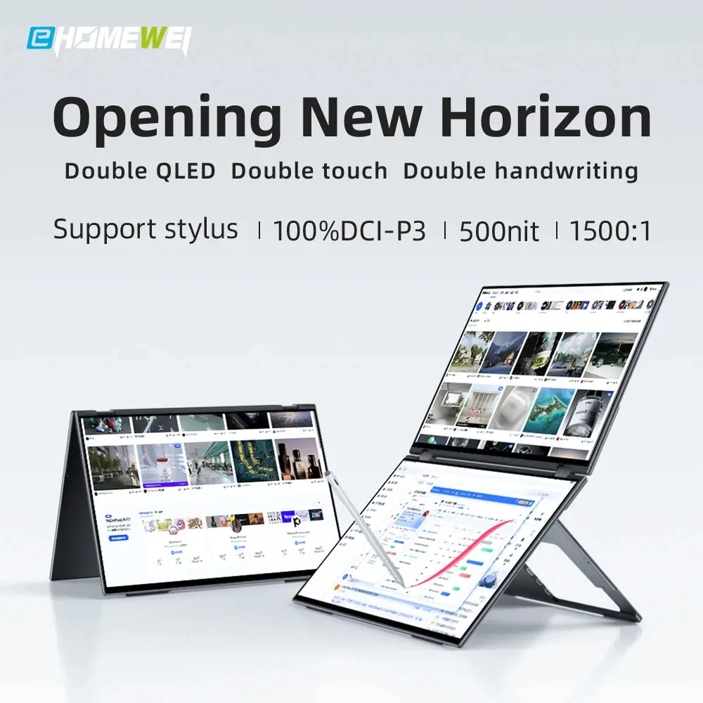 Ehomewei Dual Screen Portable Monitor X Series Drive-Free Phone-Touch Fhd 2K 15.6“  16“ For Laptop Windows Macbook 1