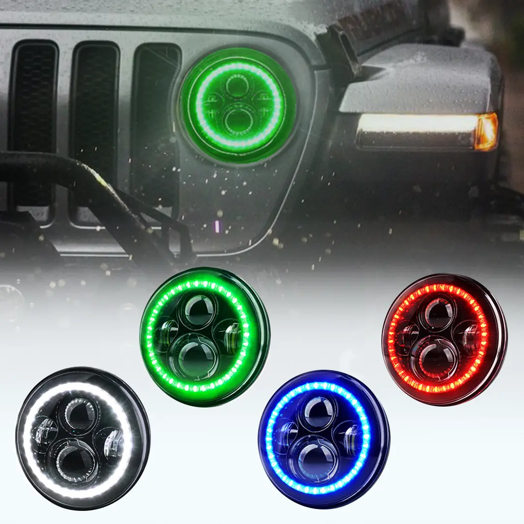 Led Halo Headlights For 2007-2018 Jeep Wrangler Jk 1