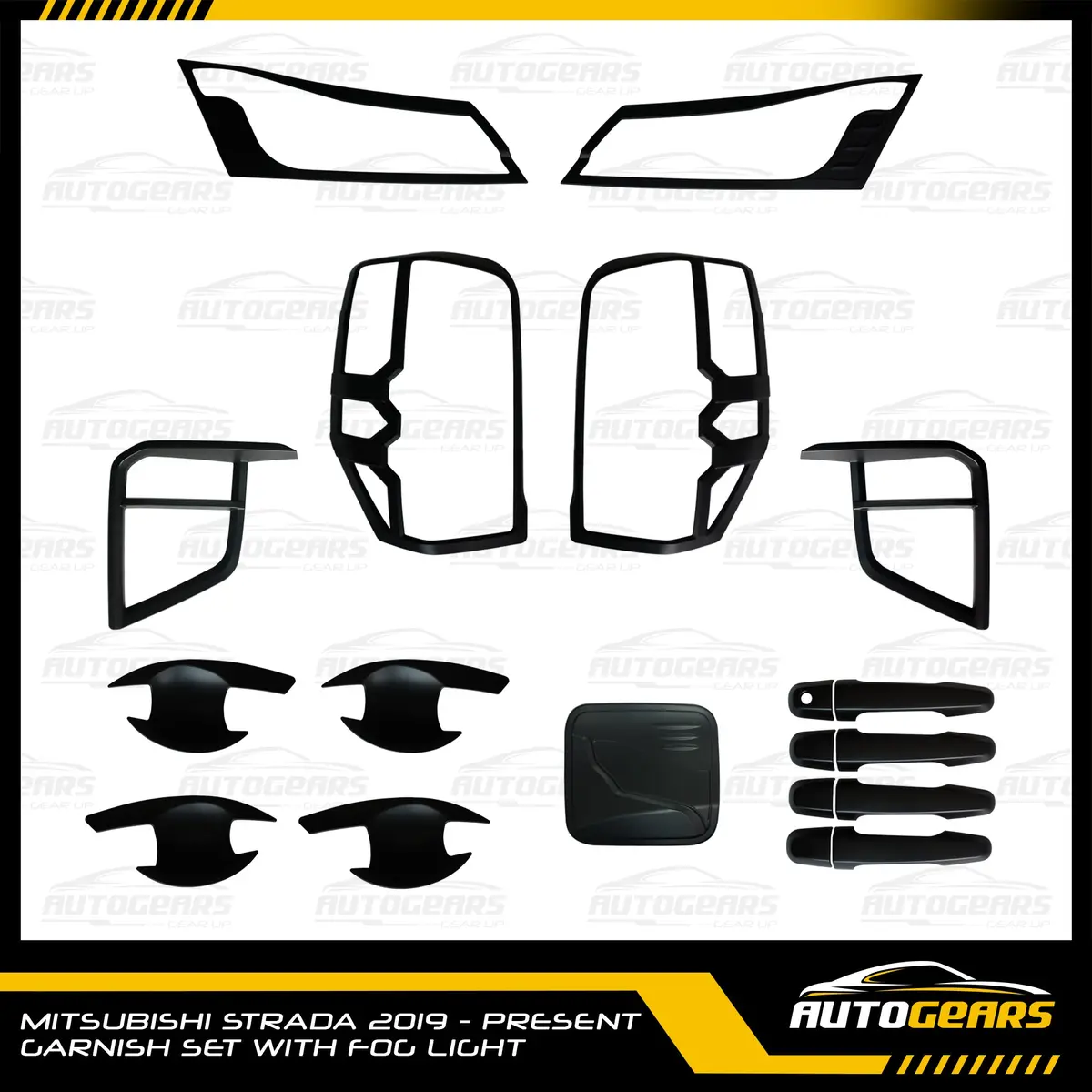 Mitsubishi Strada (2019 - 2023) Matte Black Garnish With Foglight Cover 1