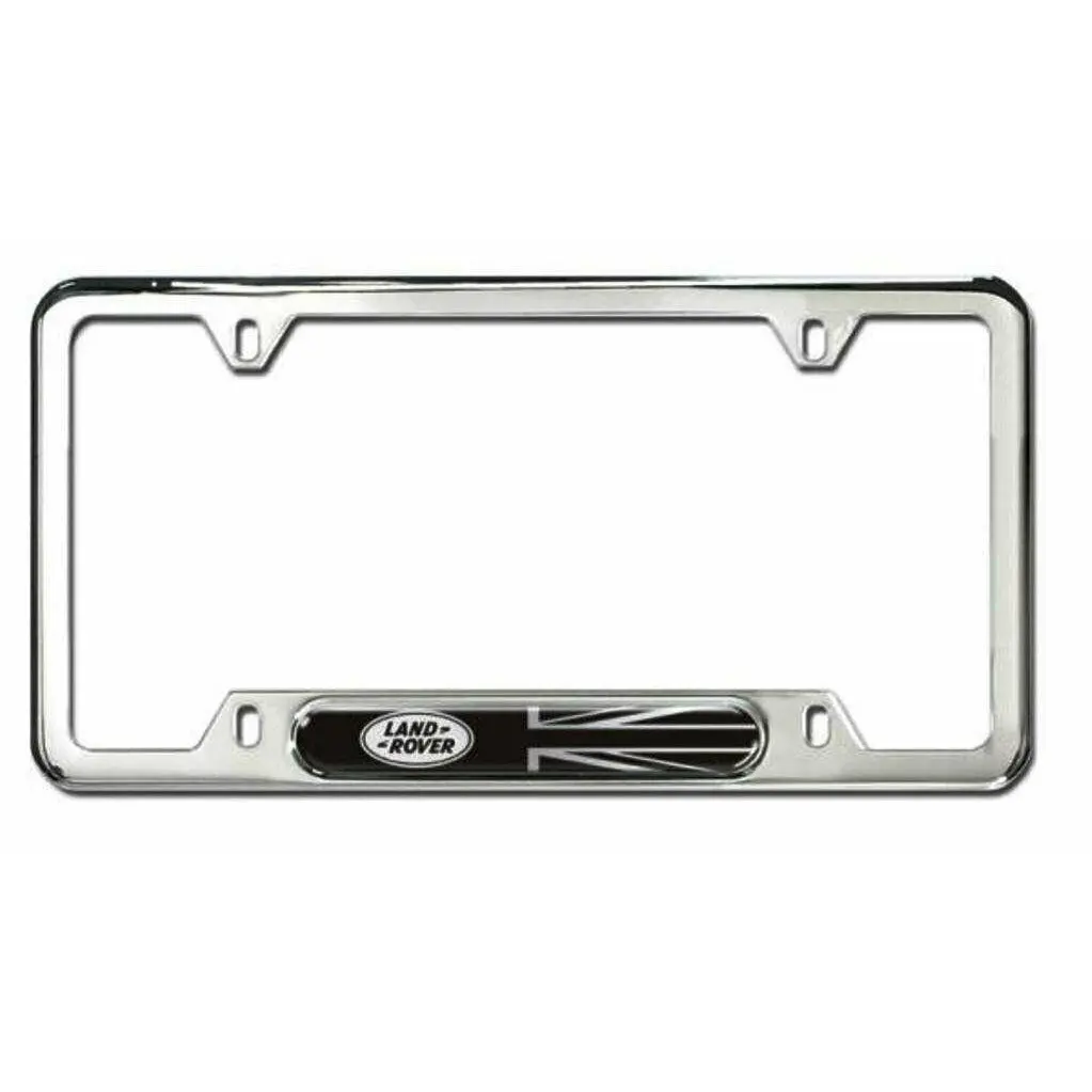 Logo Black Union Jack Polished Stainless Steel License Plate Frame 1