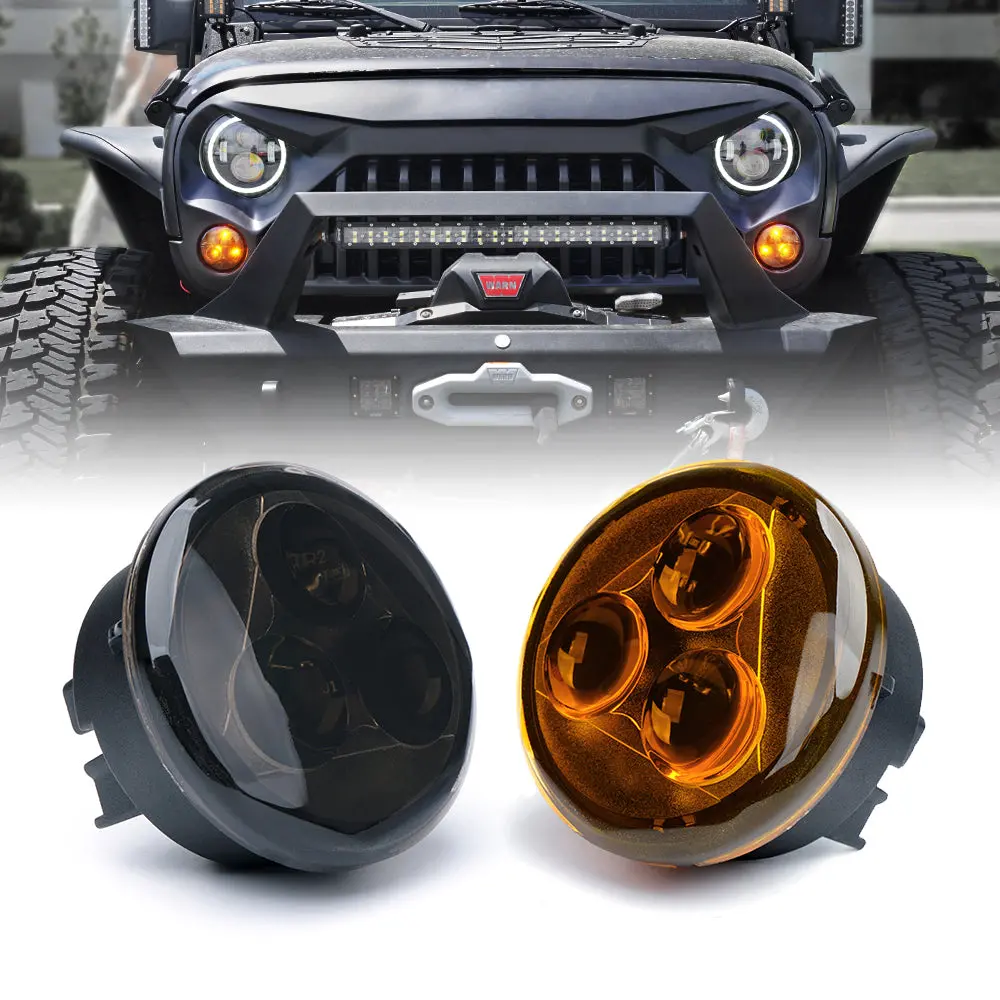 Amber Led Turn Signal Lights For 07-18 Jeep Wrangler Jk | Trio Series 2