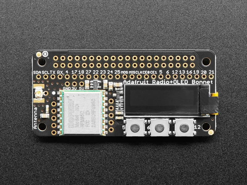 Adafruit Lora Radio Bonnet With Oled - Rfm95w @ 915Mhz (Radiofruit) 2