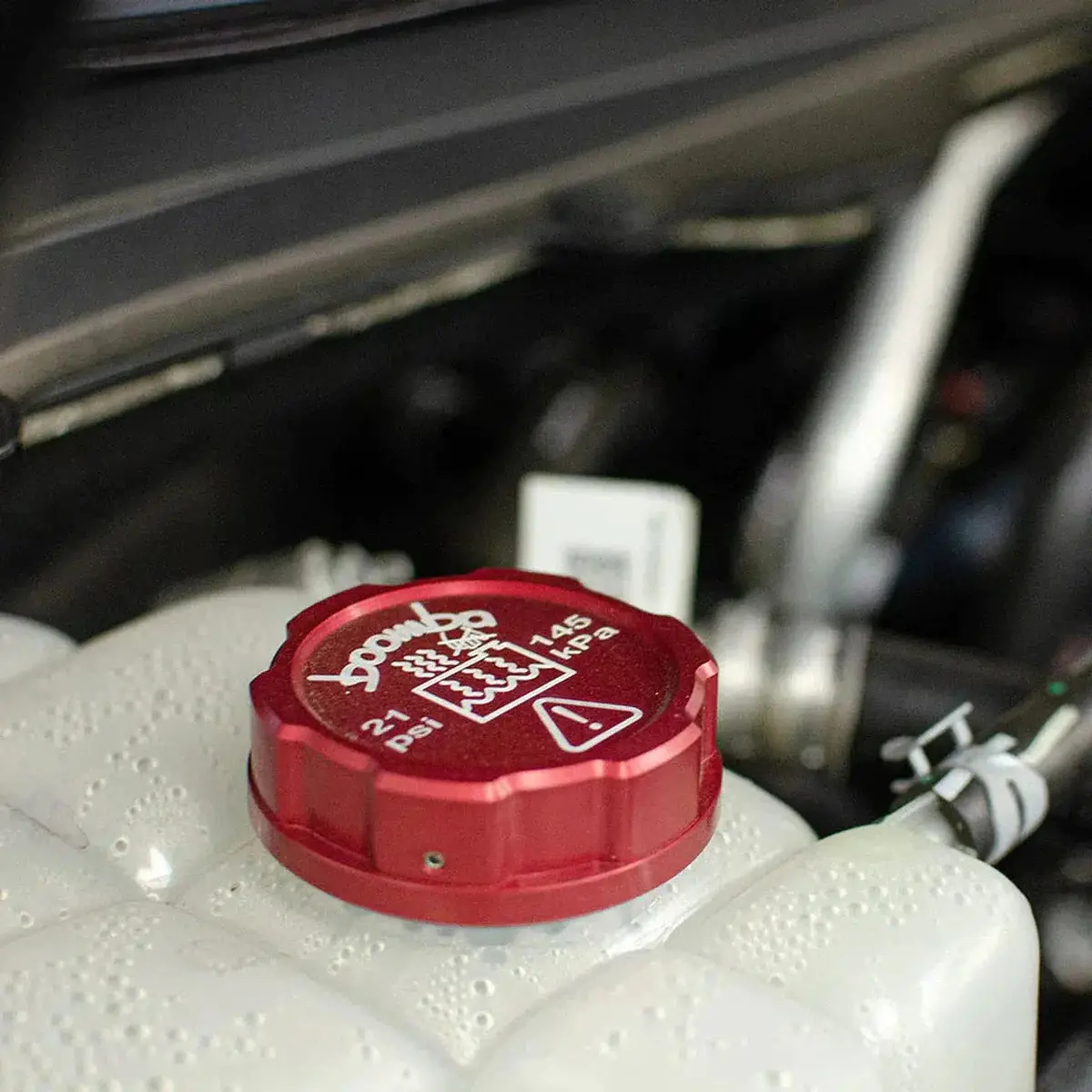 Boomba Racing Billet Aluminum Radiator Reservoir Cover Cap For 2021+ Ford Bronco - Red 1