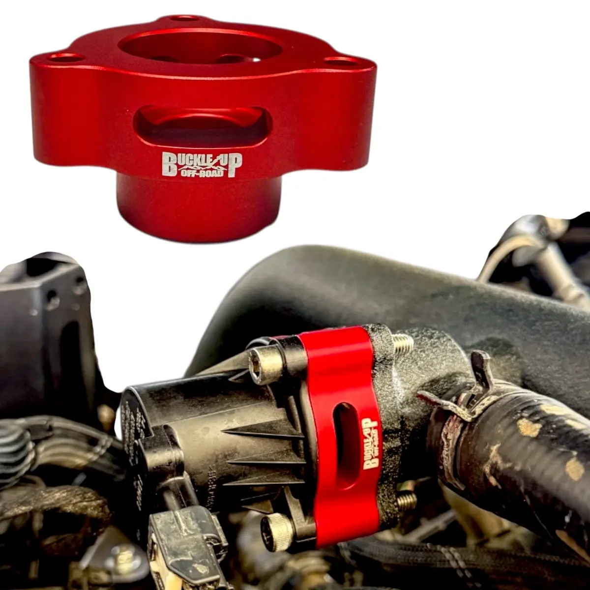 Buckle Up Off-Road Red Blow Off Valve Adaptor Spacer For Ford Bronco, Bronco Raptor, Ranger Raptor & More | Usa Made 1