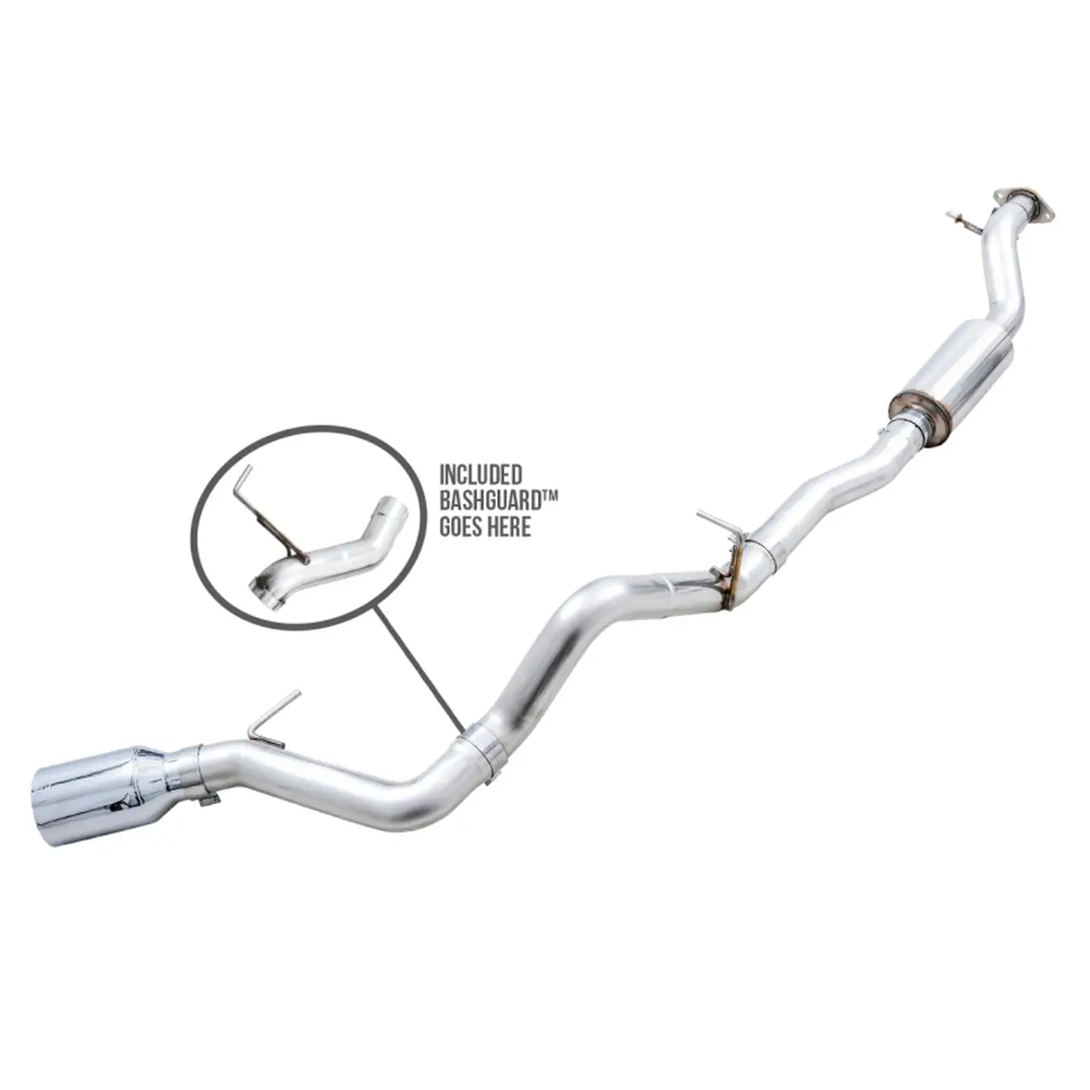 Awe Tuning 2021+ Ford Bronco 0Fg Single Rear Exit Exhaust W/Chrome Silver Tip & Bash Guard 1