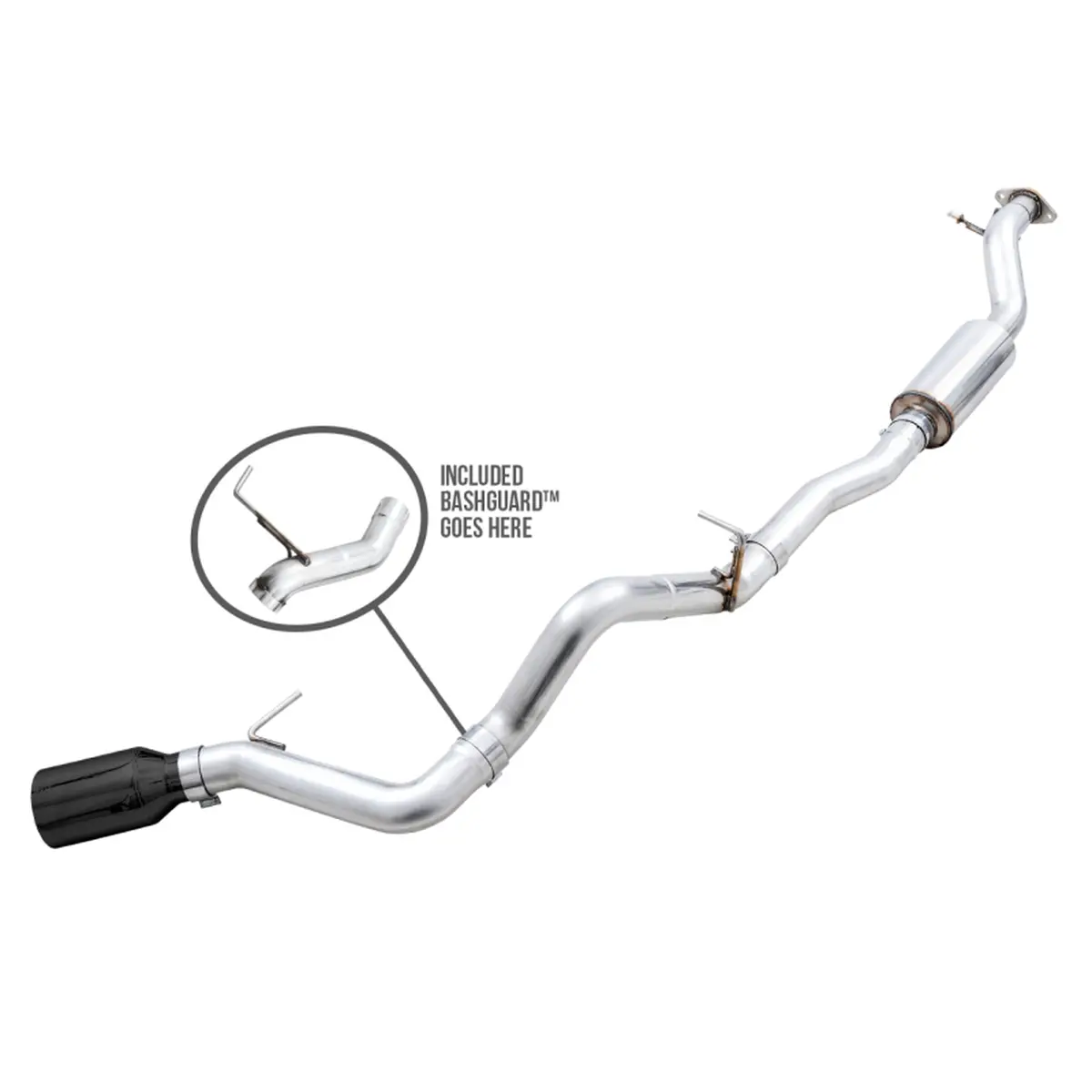 Awe Tuning 2021+ Ford Bronco 0Fg Single Rear Exit Exhaust W/Diamond Black Tip & Bash Guard 1