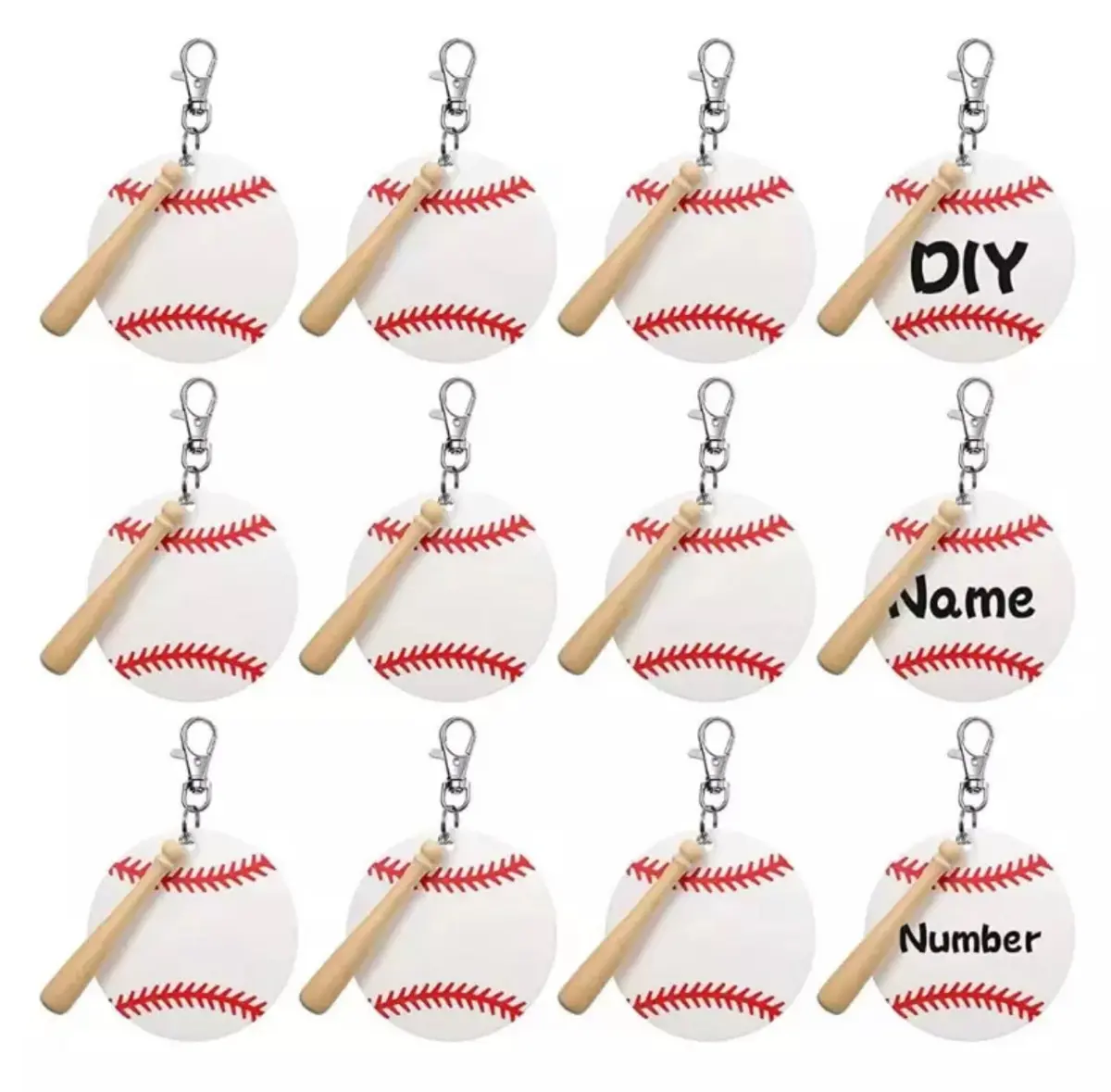 Acrylic Baseball & Softball Bag Tags 1