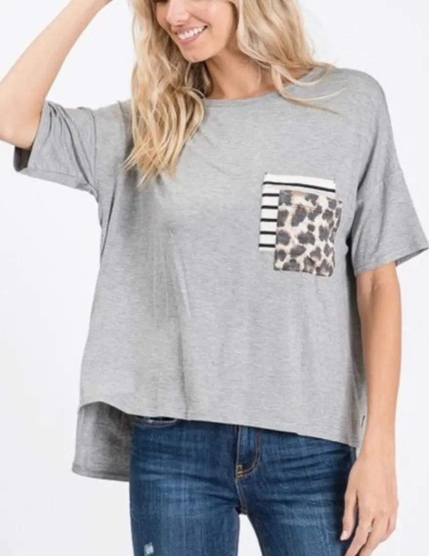 High Low Pocket Short Sleeve Shirt 1