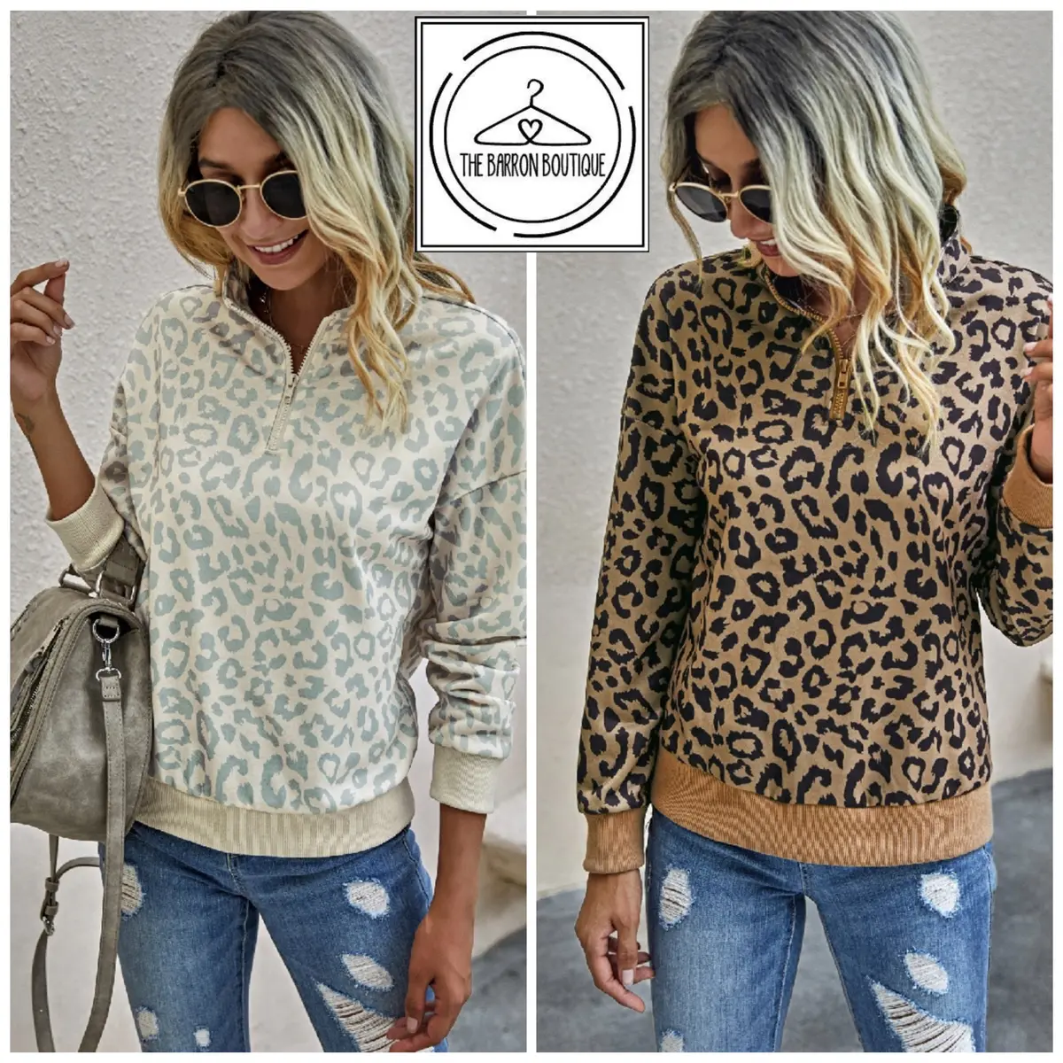 Quarter Zip Leopard Pullover 1