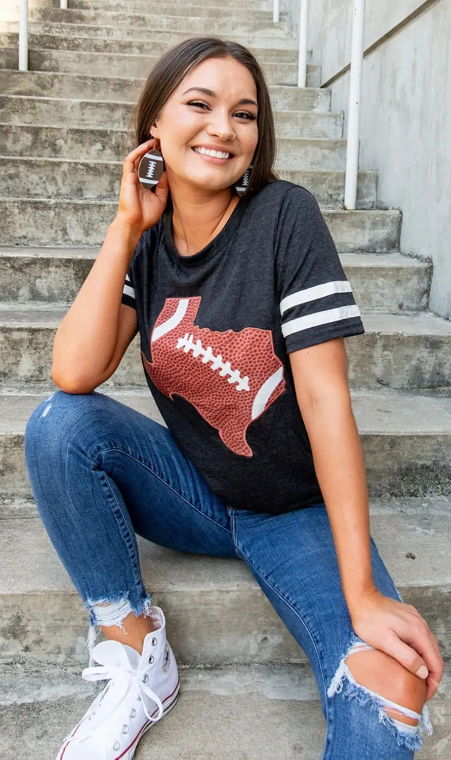 Texas Football On Charcoal Tee 1