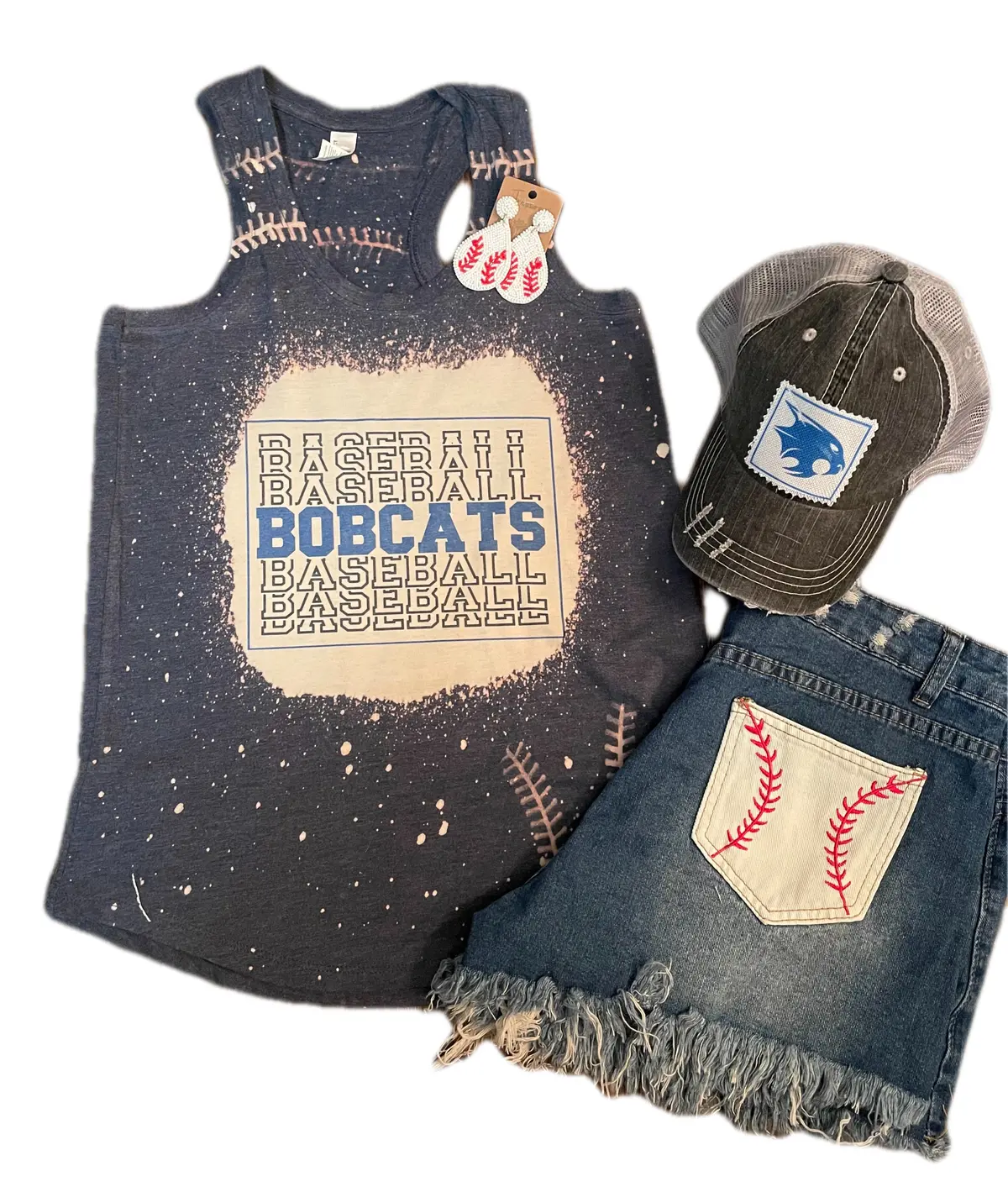 Bleached Bobcat Baseball Tank Tops 1