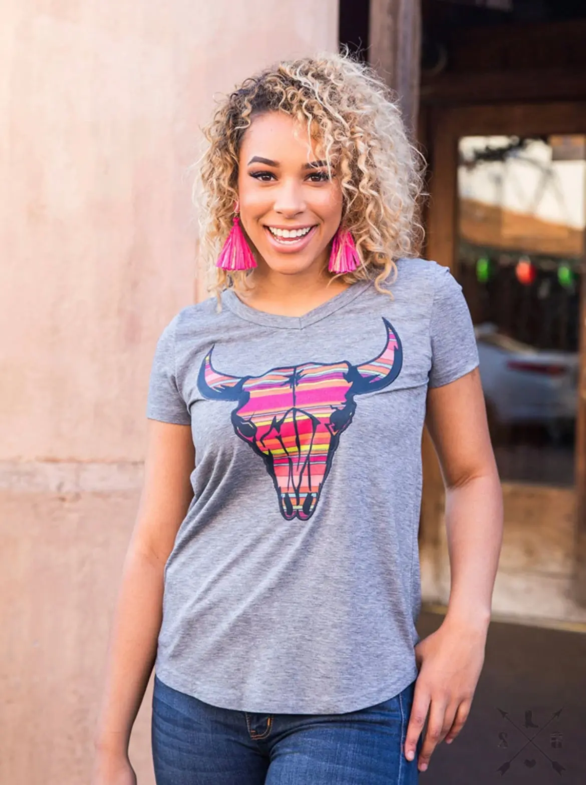 Serape Bull Skull Tee 1