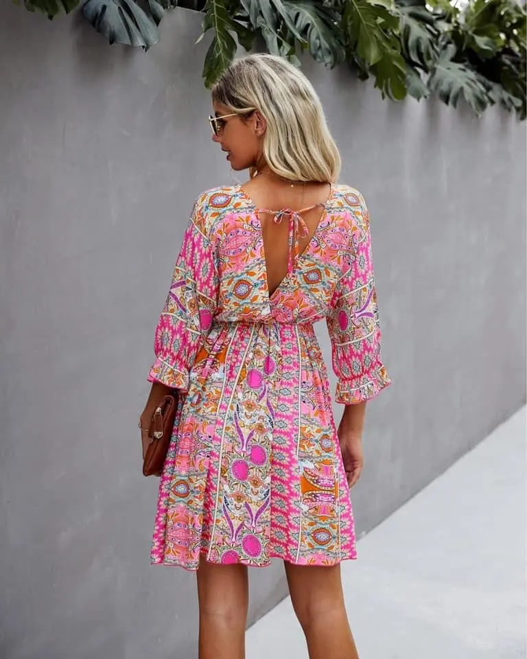 Pink Floral Boho Femme Dress 1