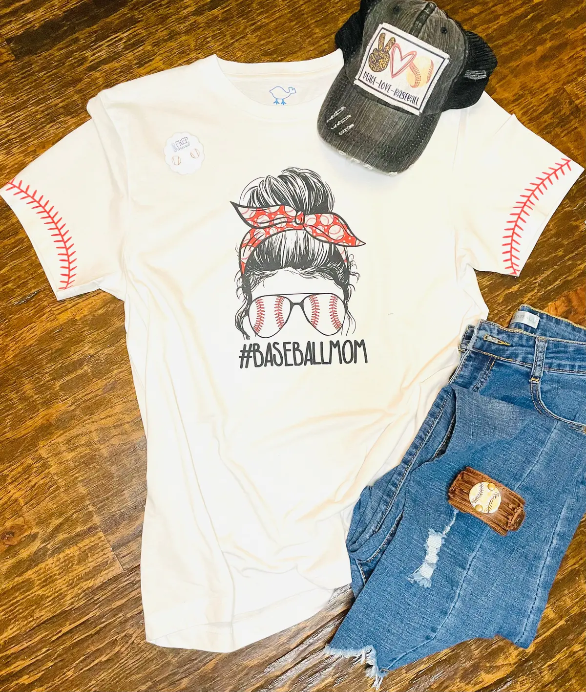 Baseball Mom Messy Bun Tee 1