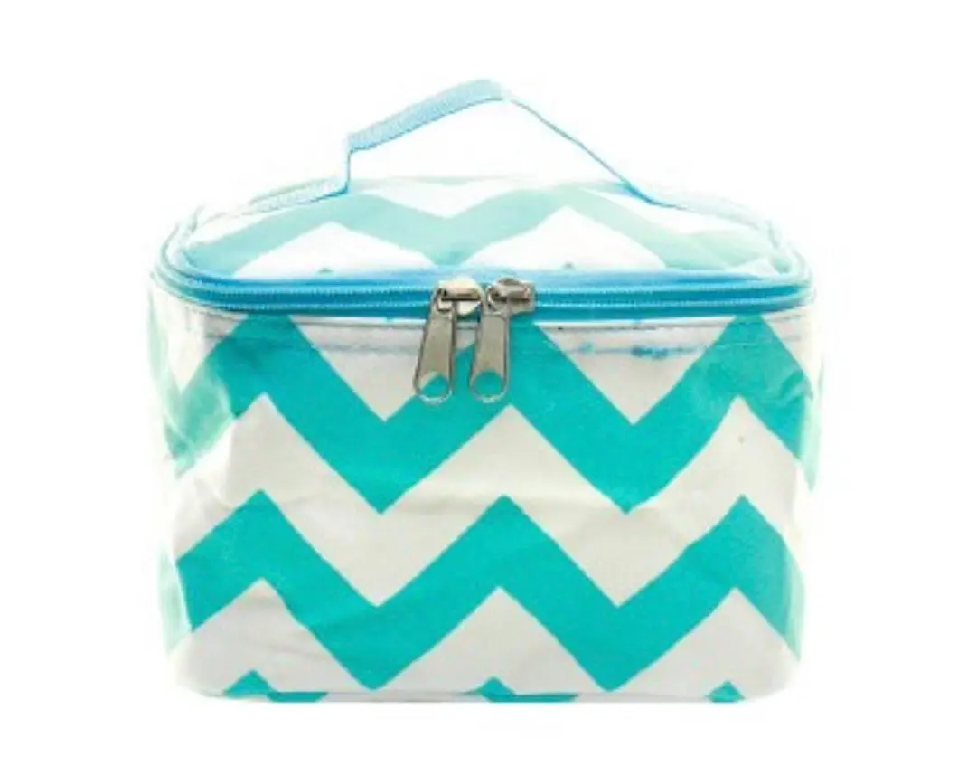 Turquoise Chevron Cosmetic/Toiletry Bag 1