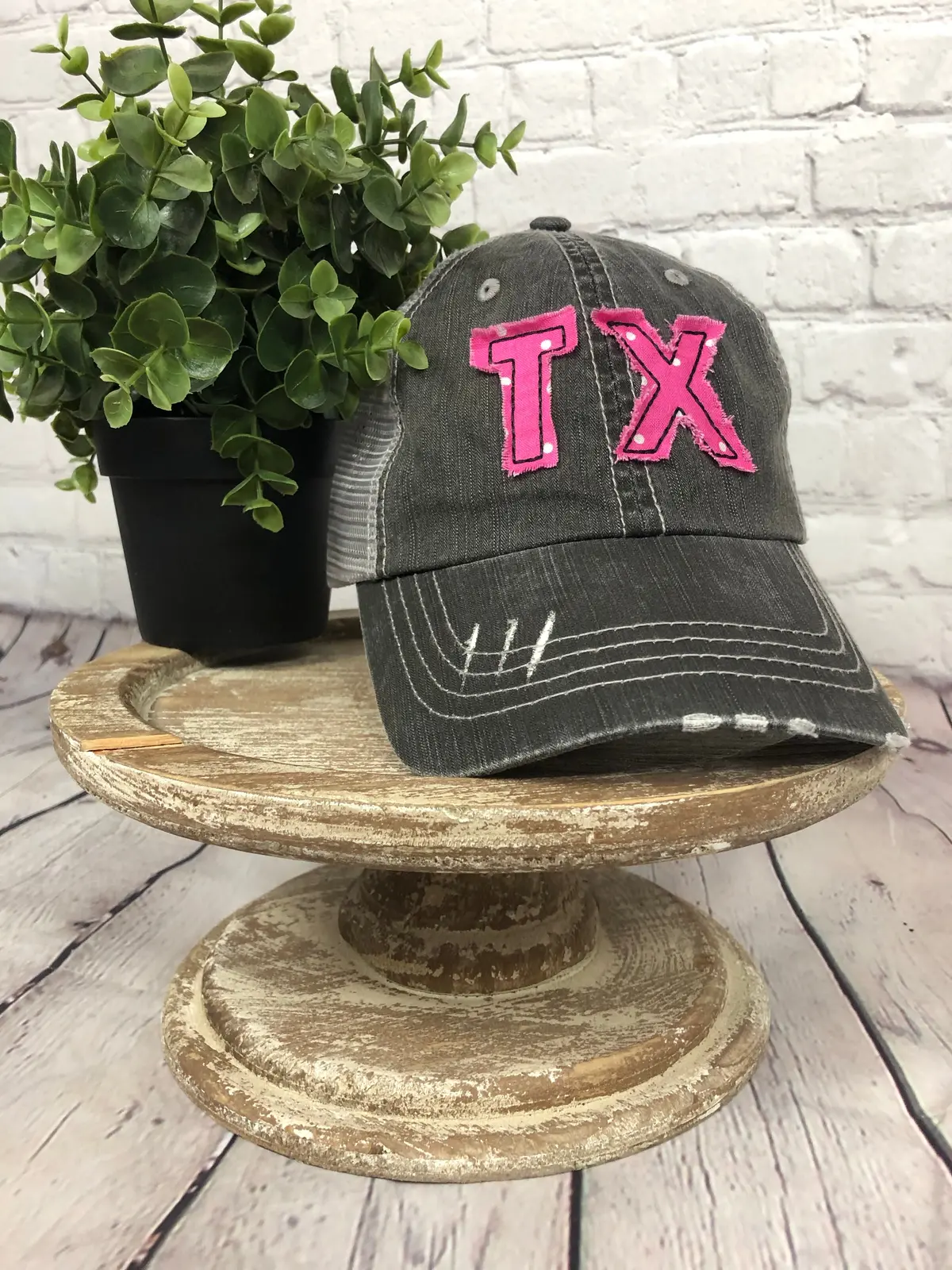 Pink Polka Dot Texas Trucker Cap 1