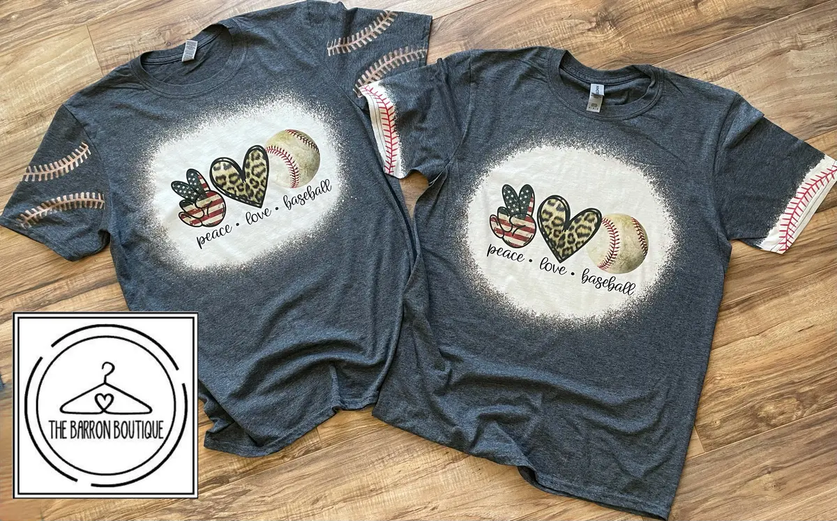 Bleached Peace, Love, Baseball (Red Or Bleached Lace Sleeve) 1