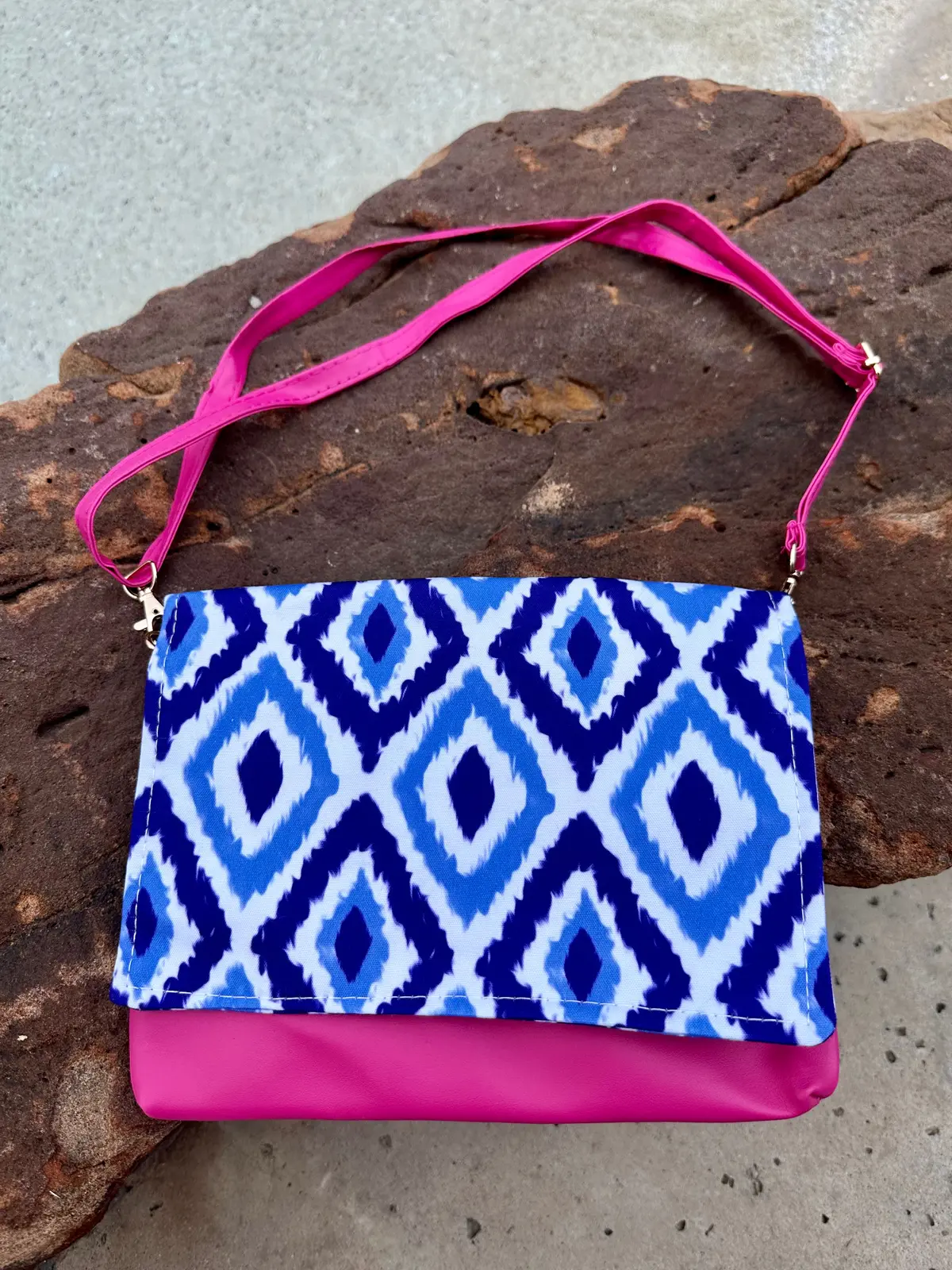 Blue Ikat Convertible Clutch 1