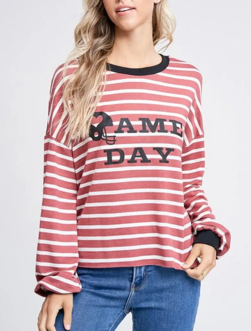 Striped Football Game Day Knit Sweater 1