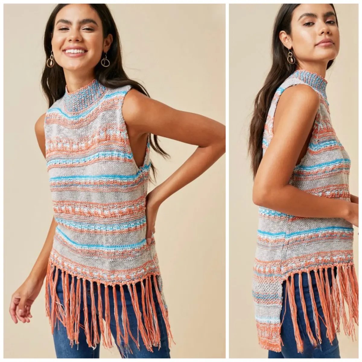 Modern Cowgirl High Neck Fringe Sweater 1